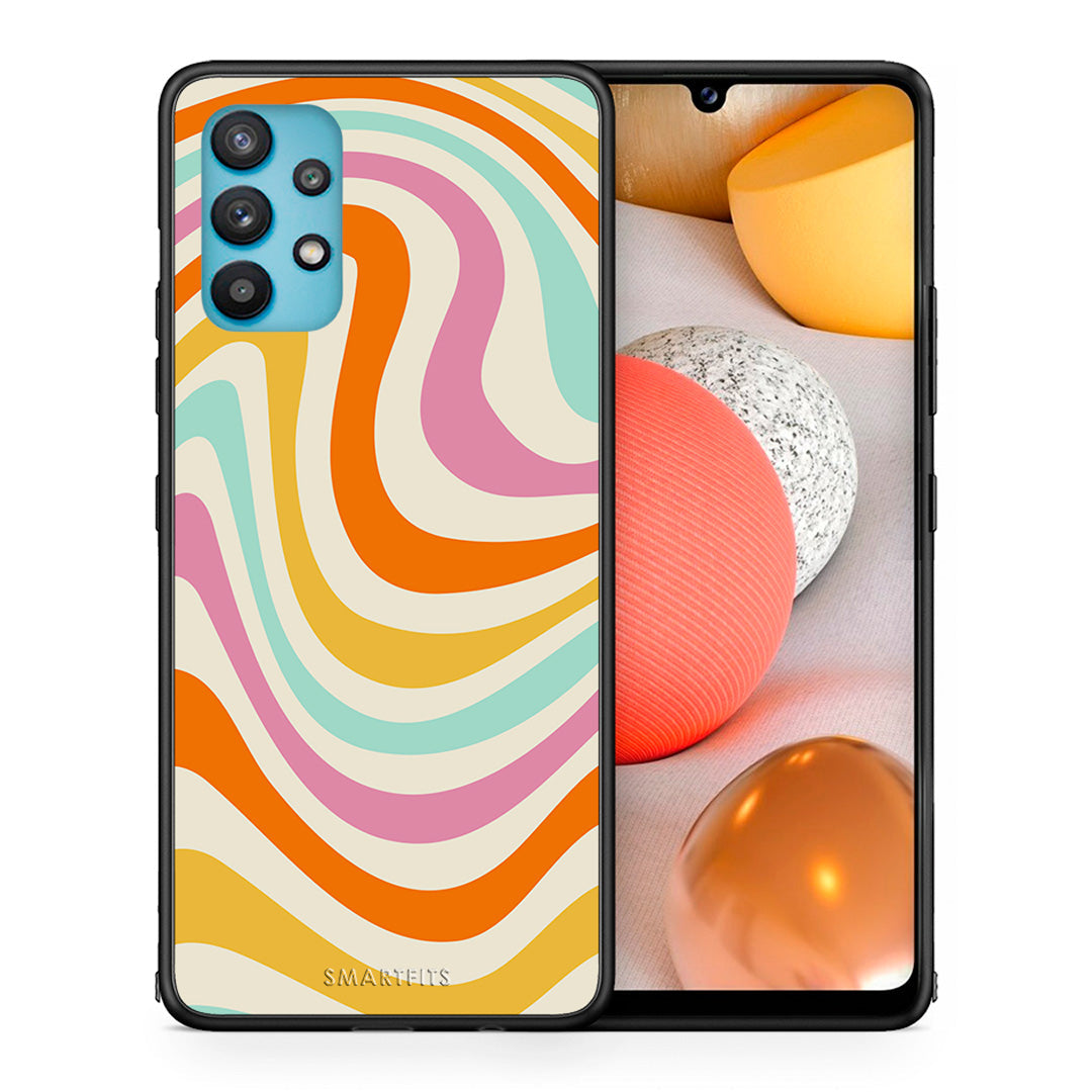 Θήκη Samsung Galaxy A32 5G  Colourful Waves από τη Smartfits με σχέδιο στο πίσω μέρος και μαύρο περίβλημα | Samsung Galaxy A32 5G  Colourful Waves case with colorful back and black bezels