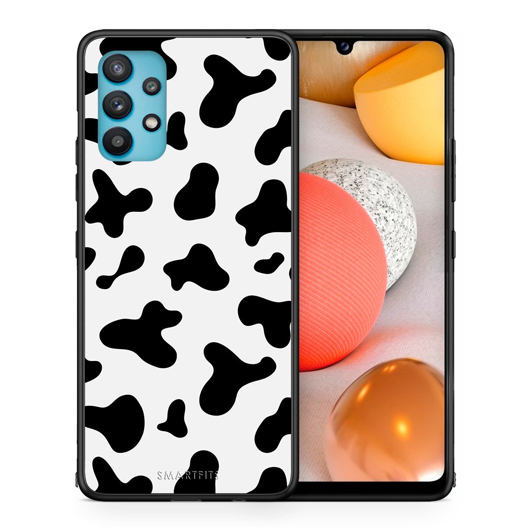 Θήκη Samsung Galaxy A32 5G  Cow Print από τη Smartfits με σχέδιο στο πίσω μέρος και μαύρο περίβλημα | Samsung Galaxy A32 5G  Cow Print case with colorful back and black bezels