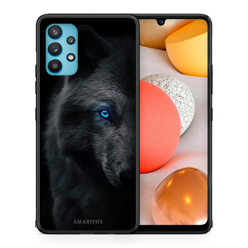 Θήκη Samsung Galaxy A32 5G  Dark Wolf από τη Smartfits με σχέδιο στο πίσω μέρος και μαύρο περίβλημα | Samsung Galaxy A32 5G  Dark Wolf case with colorful back and black bezels