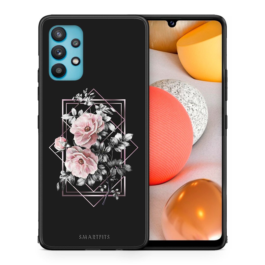 Θήκη Samsung Galaxy A32 5G  Frame Flower από τη Smartfits με σχέδιο στο πίσω μέρος και μαύρο περίβλημα | Samsung Galaxy A32 5G  Frame Flower case with colorful back and black bezels