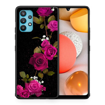 Θήκη Samsung Galaxy A32 5G  Red Roses Flower από τη Smartfits με σχέδιο στο πίσω μέρος και μαύρο περίβλημα | Samsung Galaxy A32 5G  Red Roses Flower case with colorful back and black bezels