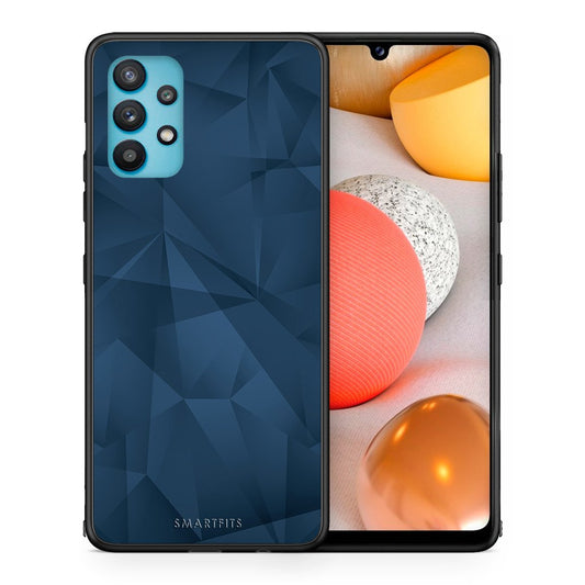 Θήκη Samsung Galaxy A32 5G  Blue Abstract Geometric από τη Smartfits με σχέδιο στο πίσω μέρος και μαύρο περίβλημα | Samsung Galaxy A32 5G  Blue Abstract Geometric case with colorful back and black bezels
