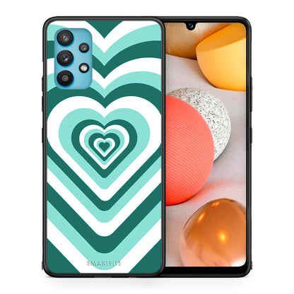 Θήκη Samsung Galaxy A32 5G  Green Hearts από τη Smartfits με σχέδιο στο πίσω μέρος και μαύρο περίβλημα | Samsung Galaxy A32 5G  Green Hearts case with colorful back and black bezels