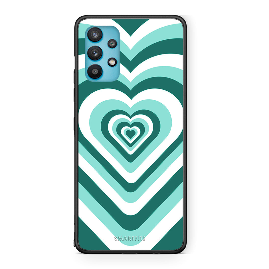 Samsung Galaxy A32 5G  Green Hearts θήκη από τη Smartfits με σχέδιο στο πίσω μέρος και μαύρο περίβλημα | Smartphone case with colorful back and black bezels by Smartfits