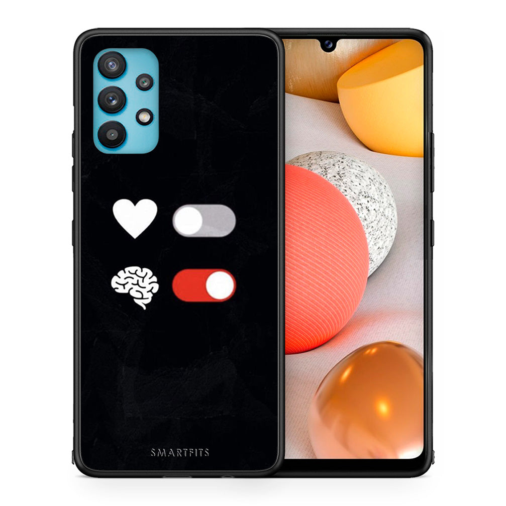 Θήκη Αγίου Βαλεντίνου Samsung Galaxy A32 5G Heart Vs Brain από τη Smartfits με σχέδιο στο πίσω μέρος και μαύρο περίβλημα | Samsung Galaxy A32 5G Heart Vs Brain case with colorful back and black bezels