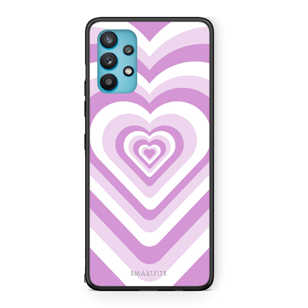 Samsung Galaxy A32 5G  Lilac Hearts θήκη από τη Smartfits με σχέδιο στο πίσω μέρος και μαύρο περίβλημα | Smartphone case with colorful back and black bezels by Smartfits