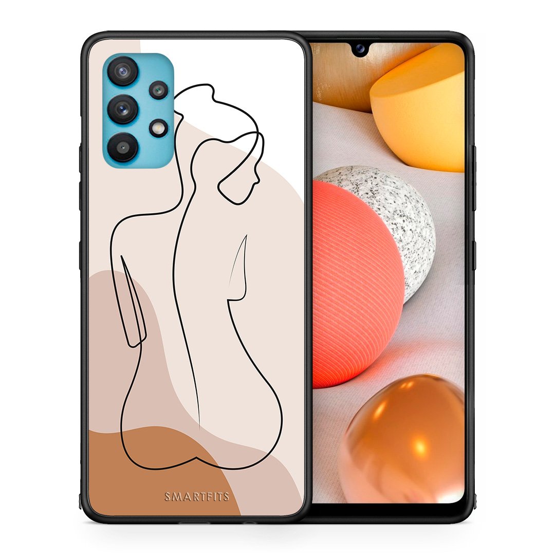 Θήκη Samsung Galaxy A32 5G  LineArt Woman από τη Smartfits με σχέδιο στο πίσω μέρος και μαύρο περίβλημα | Samsung Galaxy A32 5G  LineArt Woman case with colorful back and black bezels