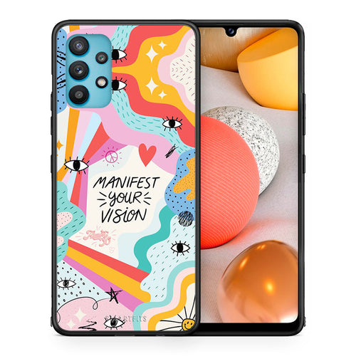 Θήκη Samsung Galaxy A32 5G  Manifest Your Vision από τη Smartfits με σχέδιο στο πίσω μέρος και μαύρο περίβλημα | Samsung Galaxy A32 5G  Manifest Your Vision case with colorful back and black bezels