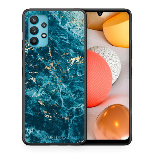 Θήκη Samsung Galaxy A32 5G  Marble Blue από τη Smartfits με σχέδιο στο πίσω μέρος και μαύρο περίβλημα | Samsung Galaxy A32 5G  Marble Blue case with colorful back and black bezels