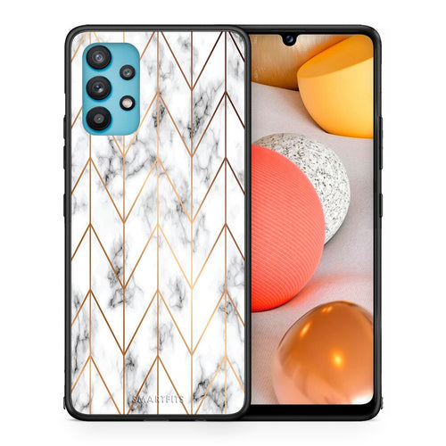Θήκη Samsung Galaxy A32 5G  Gold Geometric Marble από τη Smartfits με σχέδιο στο πίσω μέρος και μαύρο περίβλημα | Samsung Galaxy A32 5G  Gold Geometric Marble case with colorful back and black bezels