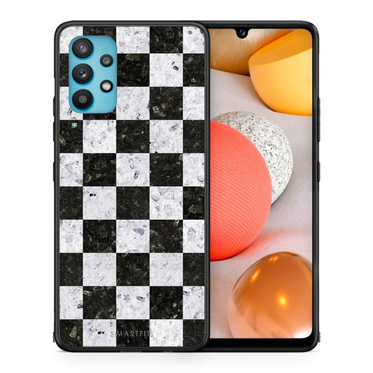 Θήκη Samsung Galaxy A32 5G  Square Geometric Marble από τη Smartfits με σχέδιο στο πίσω μέρος και μαύρο περίβλημα | Samsung Galaxy A32 5G  Square Geometric Marble case with colorful back and black bezels