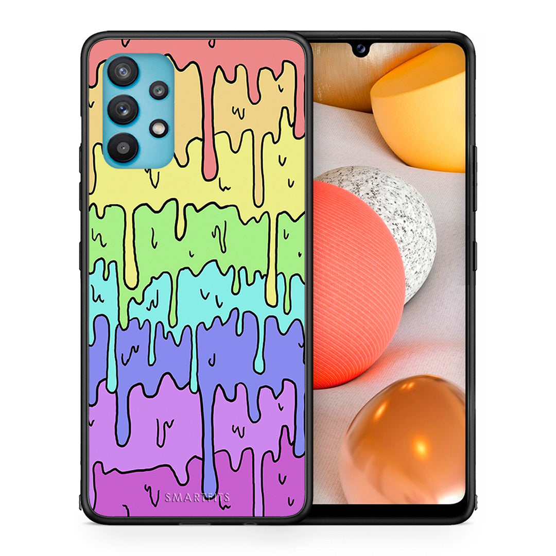 Θήκη Samsung Galaxy A32 5G  Melting Rainbow από τη Smartfits με σχέδιο στο πίσω μέρος και μαύρο περίβλημα | Samsung Galaxy A32 5G  Melting Rainbow case with colorful back and black bezels
