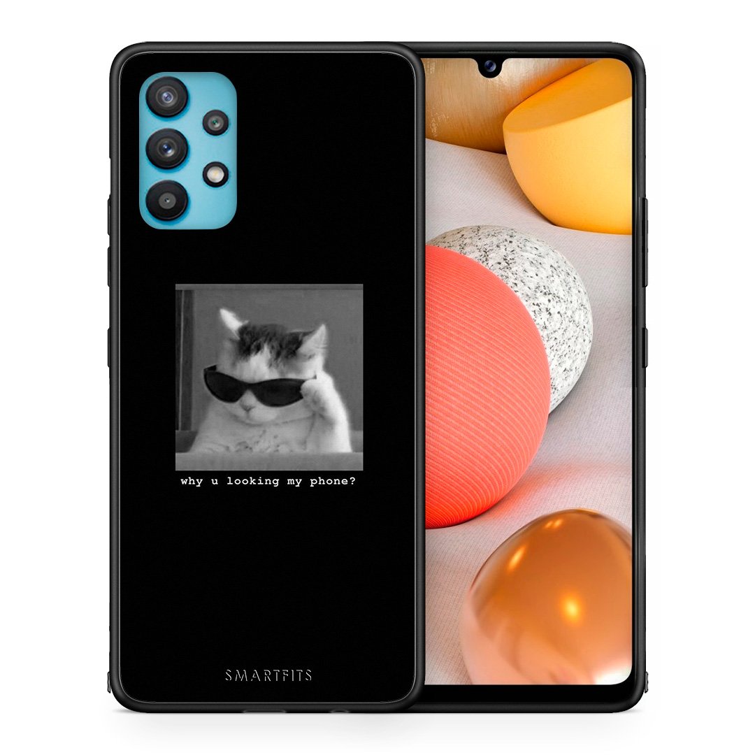 Θήκη Samsung Galaxy A32 5G  Meme Cat από τη Smartfits με σχέδιο στο πίσω μέρος και μαύρο περίβλημα | Samsung Galaxy A32 5G  Meme Cat case with colorful back and black bezels
