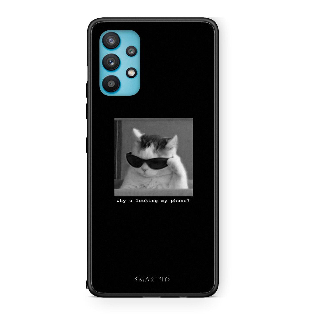 Samsung Galaxy A32 5G  Meme Cat θήκη από τη Smartfits με σχέδιο στο πίσω μέρος και μαύρο περίβλημα | Smartphone case with colorful back and black bezels by Smartfits