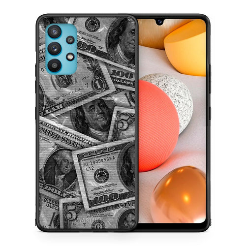Θήκη Samsung Galaxy A32 5G  Money Dollars από τη Smartfits με σχέδιο στο πίσω μέρος και μαύρο περίβλημα | Samsung Galaxy A32 5G  Money Dollars case with colorful back and black bezels