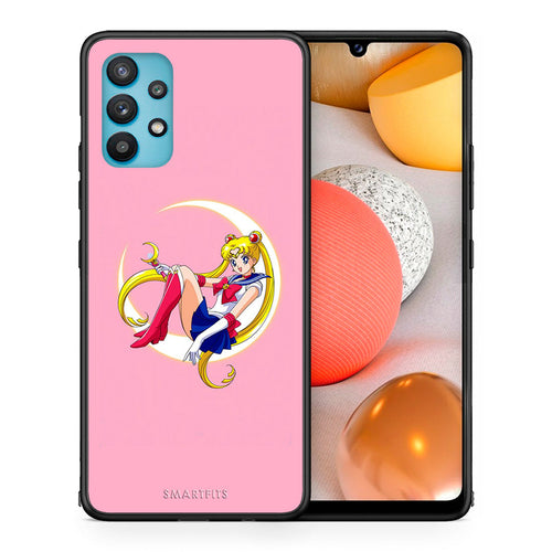 Θήκη Samsung Galaxy A32 5G  Moon Girl από τη Smartfits με σχέδιο στο πίσω μέρος και μαύρο περίβλημα | Samsung Galaxy A32 5G  Moon Girl case with colorful back and black bezels