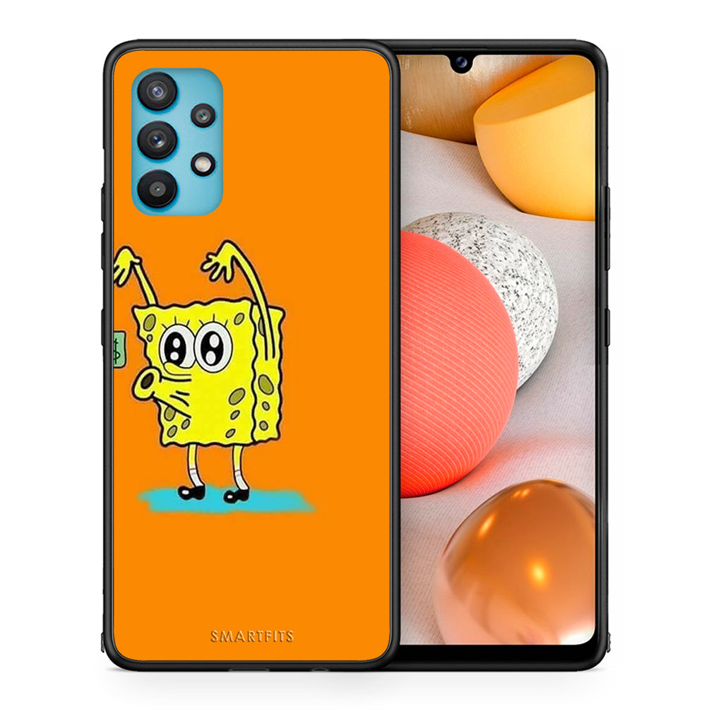 Θήκη Αγίου Βαλεντίνου Samsung Galaxy A32 5G No Money 2 από τη Smartfits με σχέδιο στο πίσω μέρος και μαύρο περίβλημα | Samsung Galaxy A32 5G No Money 2 case with colorful back and black bezels