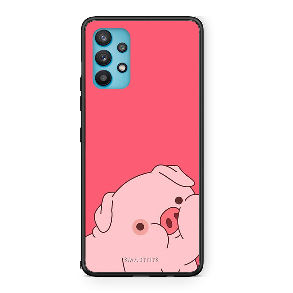Samsung Galaxy A32 5G Pig Love 1 Θήκη Αγίου Βαλεντίνου από τη Smartfits με σχέδιο στο πίσω μέρος και μαύρο περίβλημα | Smartphone case with colorful back and black bezels by Smartfits