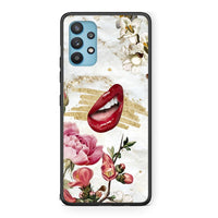 Thumbnail for Samsung Galaxy A32 5G  Red Lips θήκη από τη Smartfits με σχέδιο στο πίσω μέρος και μαύρο περίβλημα | Smartphone case with colorful back and black bezels by Smartfits