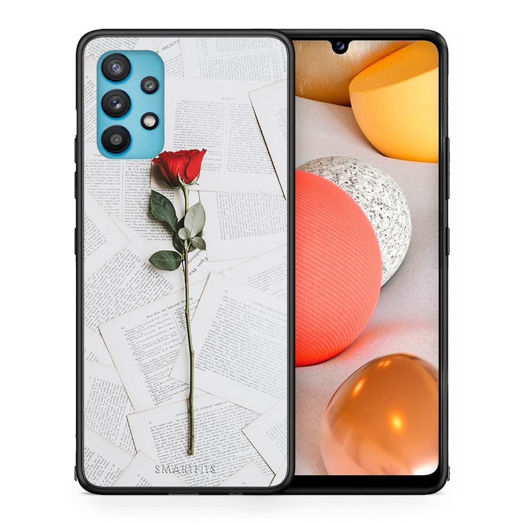 Θήκη Samsung Galaxy A32 5G  Red Rose από τη Smartfits με σχέδιο στο πίσω μέρος και μαύρο περίβλημα | Samsung Galaxy A32 5G  Red Rose case with colorful back and black bezels