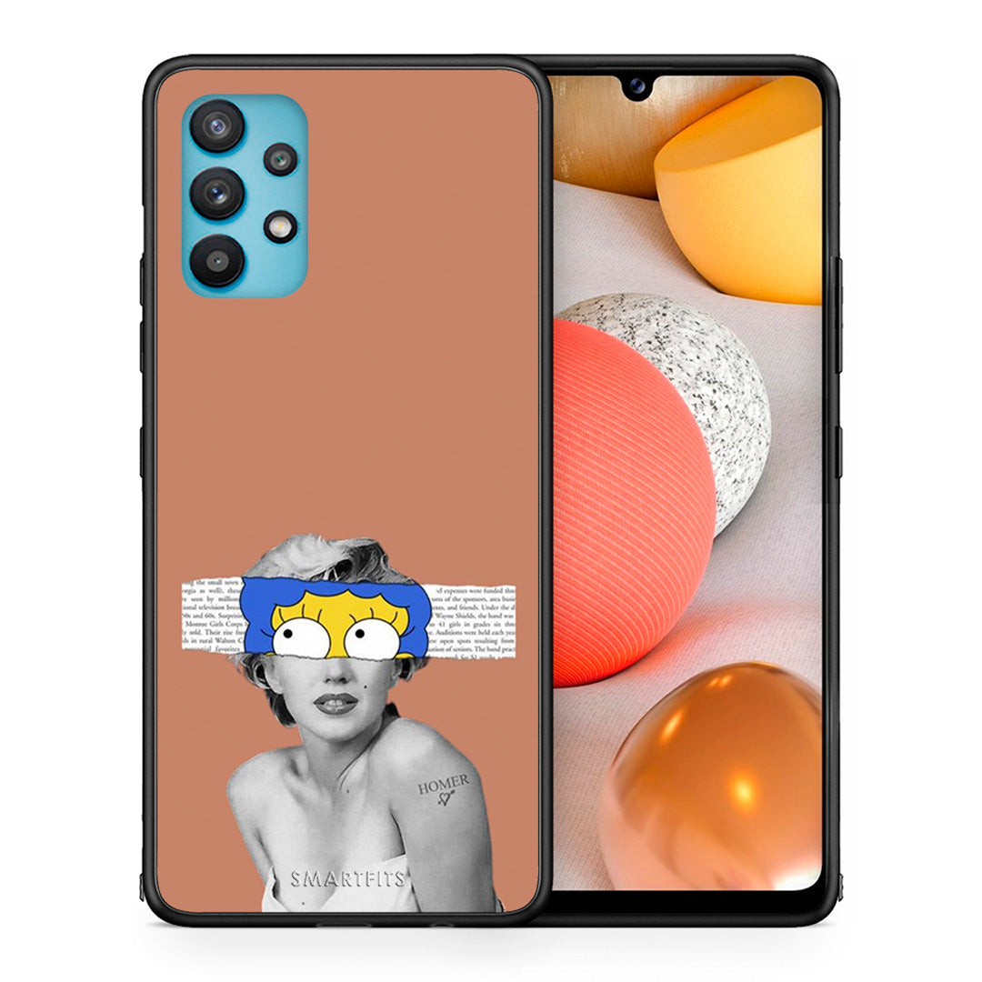 Θήκη Samsung Galaxy A32 5G  Sim Merilyn από τη Smartfits με σχέδιο στο πίσω μέρος και μαύρο περίβλημα | Samsung Galaxy A32 5G  Sim Merilyn case with colorful back and black bezels