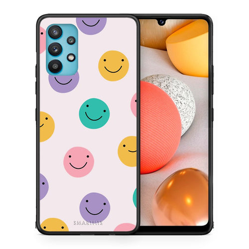 Θήκη Samsung Galaxy A32 5G  Smiley Faces από τη Smartfits με σχέδιο στο πίσω μέρος και μαύρο περίβλημα | Samsung Galaxy A32 5G  Smiley Faces case with colorful back and black bezels
