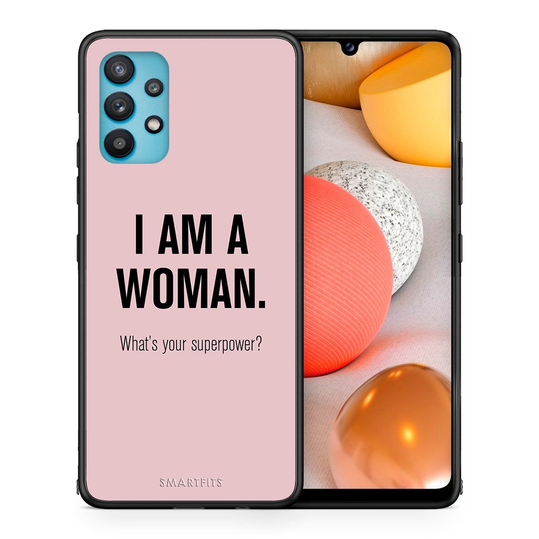 Θήκη Samsung Galaxy A32 5G  Superpower Woman από τη Smartfits με σχέδιο στο πίσω μέρος και μαύρο περίβλημα | Samsung Galaxy A32 5G  Superpower Woman case with colorful back and black bezels