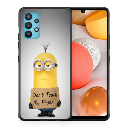 Θήκη Samsung Galaxy A32 5G  Minion Text από τη Smartfits με σχέδιο στο πίσω μέρος και μαύρο περίβλημα | Samsung Galaxy A32 5G  Minion Text case with colorful back and black bezels