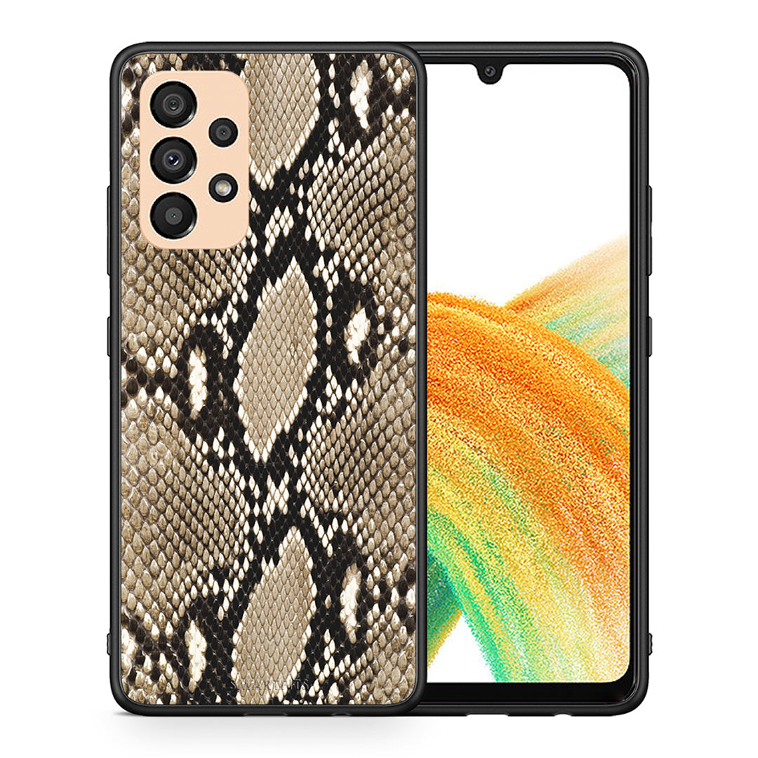 Θήκη Samsung A33 5G Fashion Snake Animal από τη Smartfits με σχέδιο στο πίσω μέρος και μαύρο περίβλημα | Samsung A33 5G Fashion Snake Animal case with colorful back and black bezels