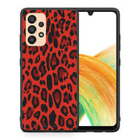 Thumbnail for Θήκη Samsung A33 5G Red Leopard Animal από τη Smartfits με σχέδιο στο πίσω μέρος και μαύρο περίβλημα | Samsung A33 5G Red Leopard Animal case with colorful back and black bezels