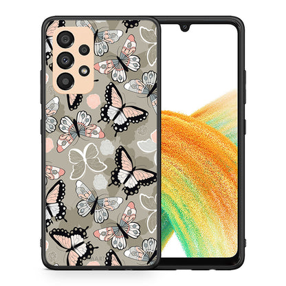 Θήκη Samsung A33 5G Butterflies Boho από τη Smartfits με σχέδιο στο πίσω μέρος και μαύρο περίβλημα | Samsung A33 5G Butterflies Boho case with colorful back and black bezels