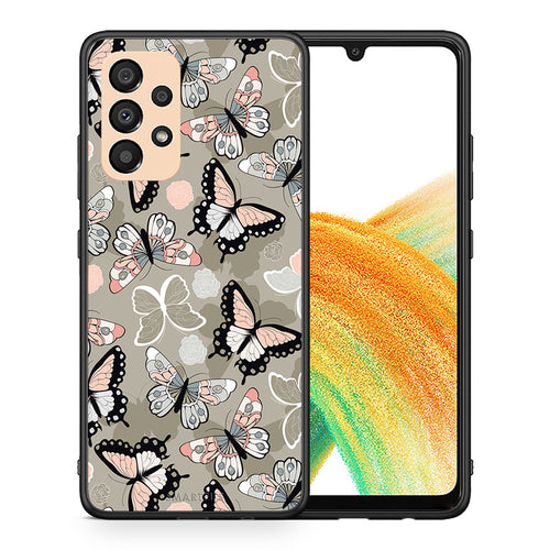 Θήκη Samsung A33 5G Butterflies Boho από τη Smartfits με σχέδιο στο πίσω μέρος και μαύρο περίβλημα | Samsung A33 5G Butterflies Boho case with colorful back and black bezels