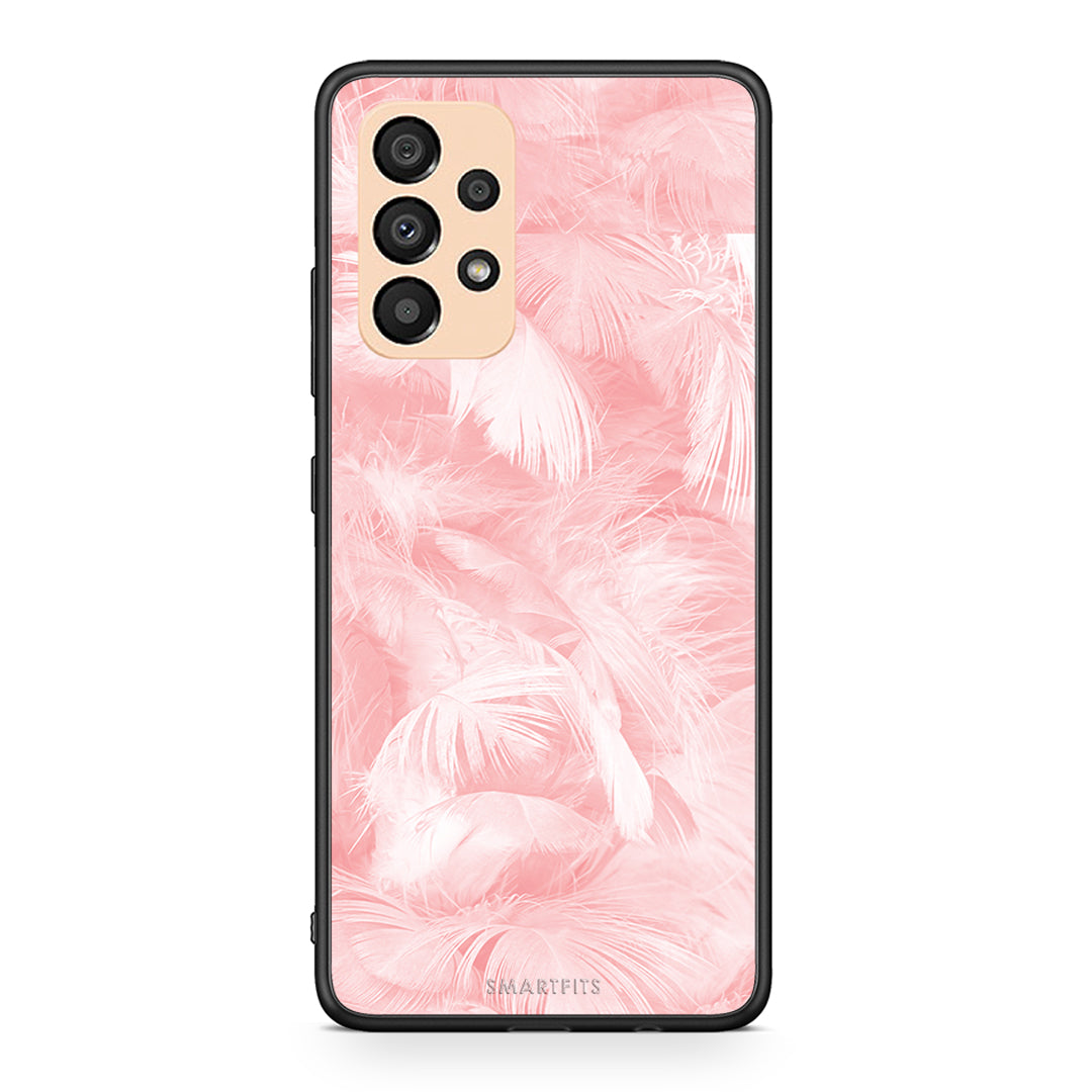 33 - Samsung A33 5G Pink Feather Boho case, cover, bumper