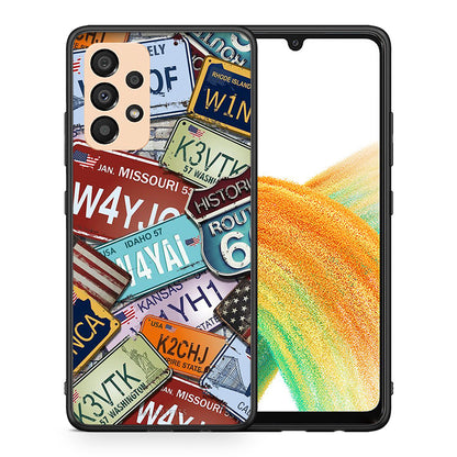 Θήκη Samsung A33 5G Car Plates από τη Smartfits με σχέδιο στο πίσω μέρος και μαύρο περίβλημα | Samsung A33 5G Car Plates case with colorful back and black bezels
