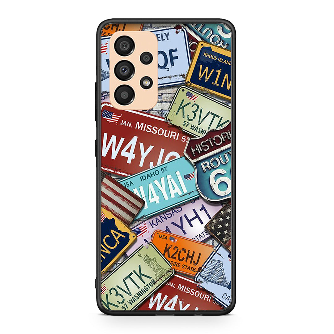 Samsung A33 5G Car Plates θήκη από τη Smartfits με σχέδιο στο πίσω μέρος και μαύρο περίβλημα | Smartphone case with colorful back and black bezels by Smartfits