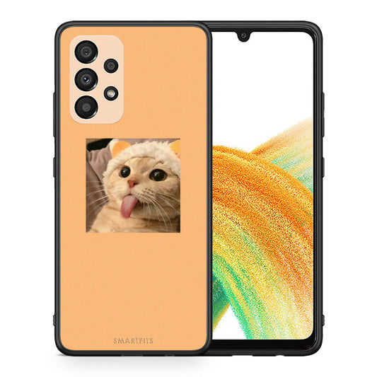 Θήκη Samsung A33 5G Cat Tongue από τη Smartfits με σχέδιο στο πίσω μέρος και μαύρο περίβλημα | Samsung A33 5G Cat Tongue case with colorful back and black bezels