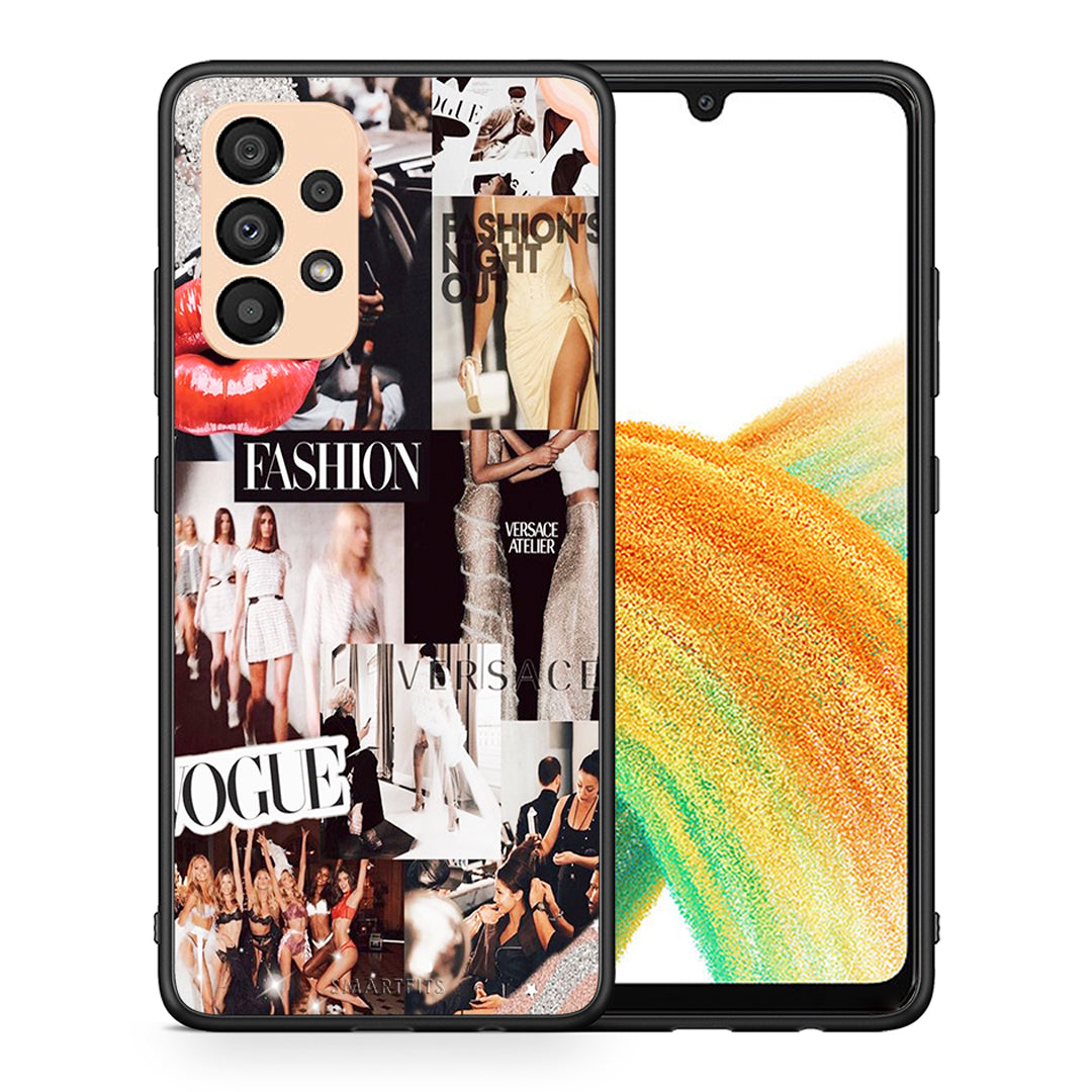 Θήκη Αγίου Βαλεντίνου Samsung A33 5G Collage Fashion από τη Smartfits με σχέδιο στο πίσω μέρος και μαύρο περίβλημα | Samsung A33 5G Collage Fashion case with colorful back and black bezels