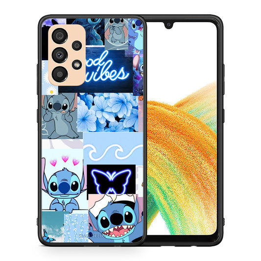 Θήκη Αγίου Βαλεντίνου Samsung A33 5G Collage Good Vibes από τη Smartfits με σχέδιο στο πίσω μέρος και μαύρο περίβλημα | Samsung A33 5G Collage Good Vibes case with colorful back and black bezels