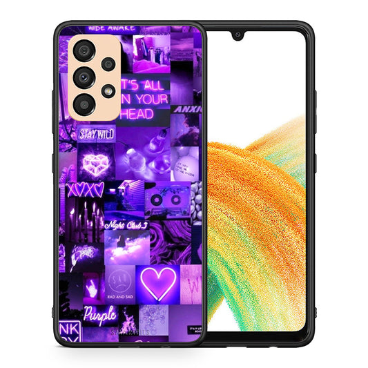 Θήκη Αγίου Βαλεντίνου Samsung A33 5G Collage Stay Wild από τη Smartfits με σχέδιο στο πίσω μέρος και μαύρο περίβλημα | Samsung A33 5G Collage Stay Wild case with colorful back and black bezels