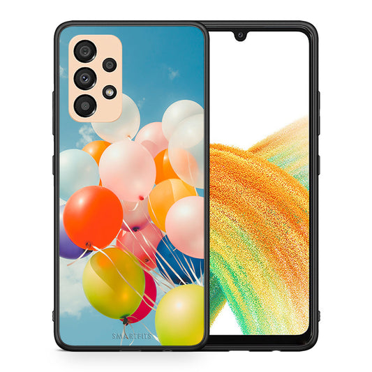 Θήκη Samsung A33 5G Colorful Balloons από τη Smartfits με σχέδιο στο πίσω μέρος και μαύρο περίβλημα | Samsung A33 5G Colorful Balloons case with colorful back and black bezels