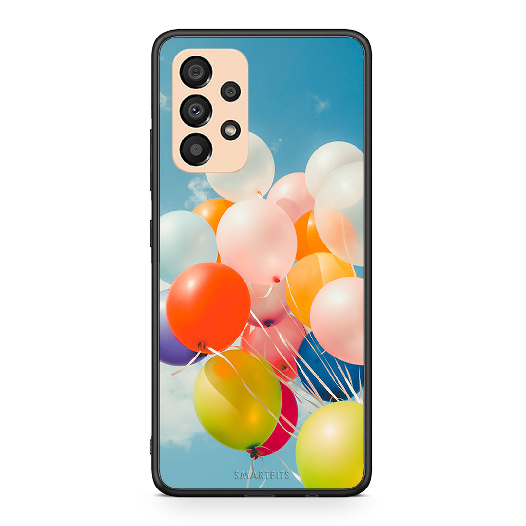 Samsung A33 5G Colorful Balloons θήκη από τη Smartfits με σχέδιο στο πίσω μέρος και μαύρο περίβλημα | Smartphone case with colorful back and black bezels by Smartfits