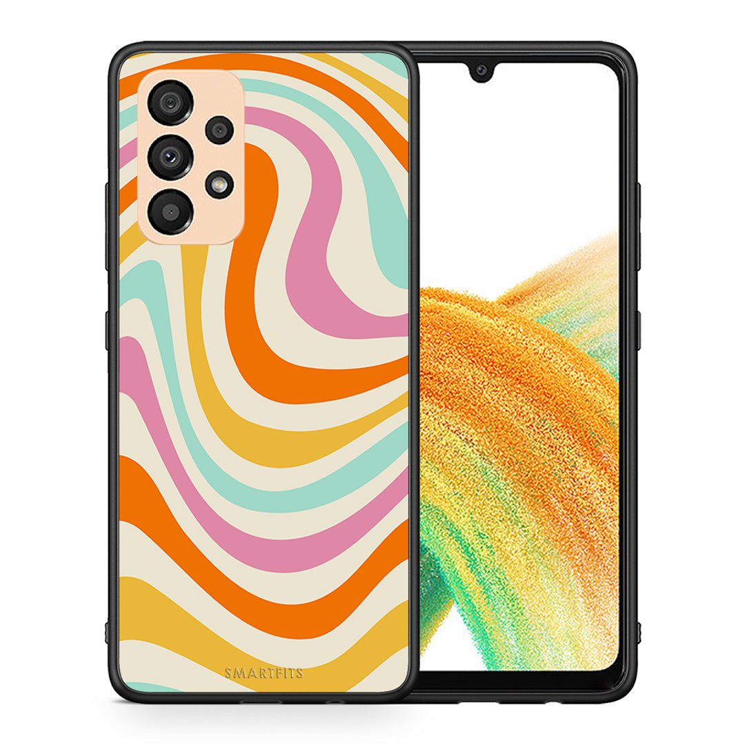 Θήκη Samsung A33 5G Colourful Waves από τη Smartfits με σχέδιο στο πίσω μέρος και μαύρο περίβλημα | Samsung A33 5G Colourful Waves case with colorful back and black bezels