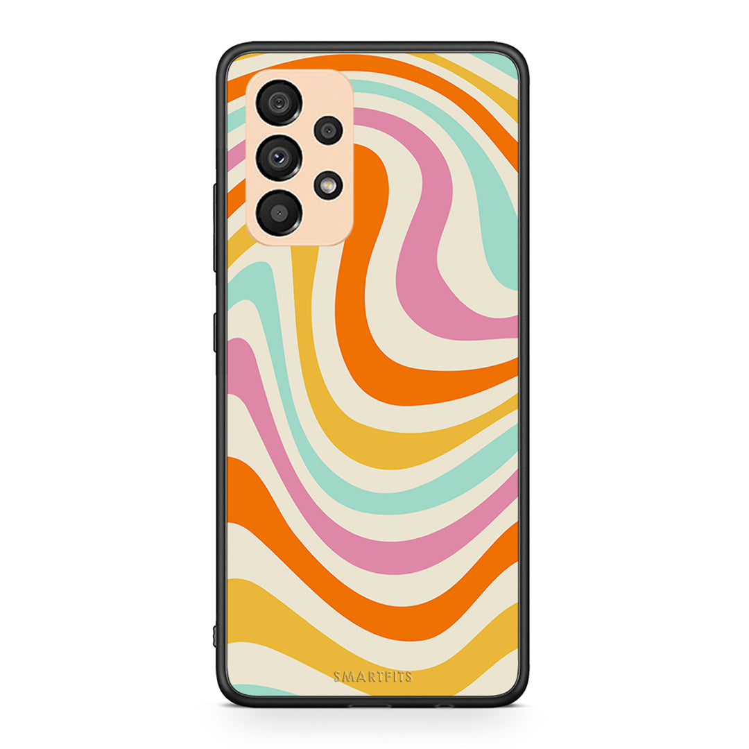 Samsung A33 5G Colourful Waves θήκη από τη Smartfits με σχέδιο στο πίσω μέρος και μαύρο περίβλημα | Smartphone case with colorful back and black bezels by Smartfits