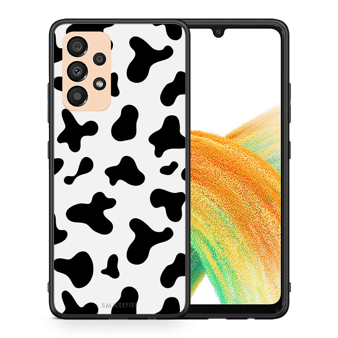 Θήκη Samsung A33 5G Cow Print από τη Smartfits με σχέδιο στο πίσω μέρος και μαύρο περίβλημα | Samsung A33 5G Cow Print case with colorful back and black bezels