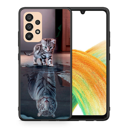 Θήκη Samsung A33 5G Tiger Cute από τη Smartfits με σχέδιο στο πίσω μέρος και μαύρο περίβλημα | Samsung A33 5G Tiger Cute case with colorful back and black bezels
