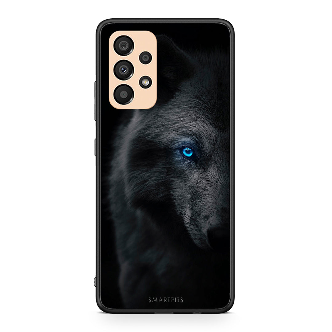 Samsung A33 5G Dark Wolf θήκη από τη Smartfits με σχέδιο στο πίσω μέρος και μαύρο περίβλημα | Smartphone case with colorful back and black bezels by Smartfits