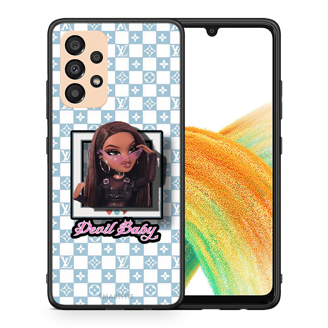 Θήκη Αγίου Βαλεντίνου Samsung A33 5G Devil Baby από τη Smartfits με σχέδιο στο πίσω μέρος και μαύρο περίβλημα | Samsung A33 5G Devil Baby case with colorful back and black bezels