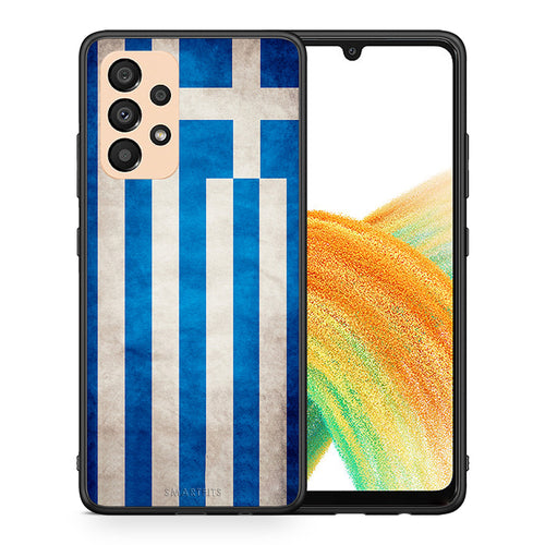 Θήκη Samsung A33 5G Greek Flag από τη Smartfits με σχέδιο στο πίσω μέρος και μαύρο περίβλημα | Samsung A33 5G Greek Flag case with colorful back and black bezels
