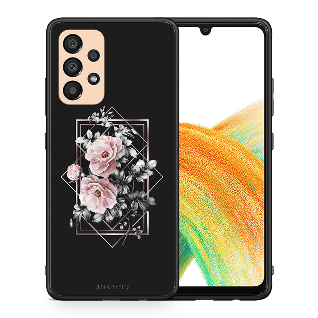 Θήκη Samsung A33 5G Frame Flower από τη Smartfits με σχέδιο στο πίσω μέρος και μαύρο περίβλημα | Samsung A33 5G Frame Flower case with colorful back and black bezels