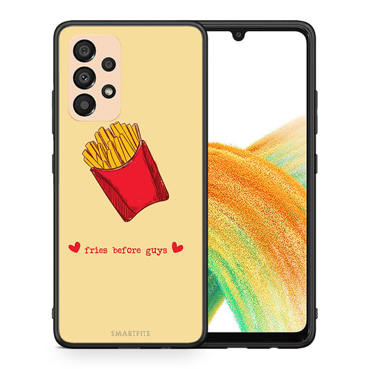 Θήκη Αγίου Βαλεντίνου Samsung A33 5G Fries Before Guys από τη Smartfits με σχέδιο στο πίσω μέρος και μαύρο περίβλημα | Samsung A33 5G Fries Before Guys case with colorful back and black bezels